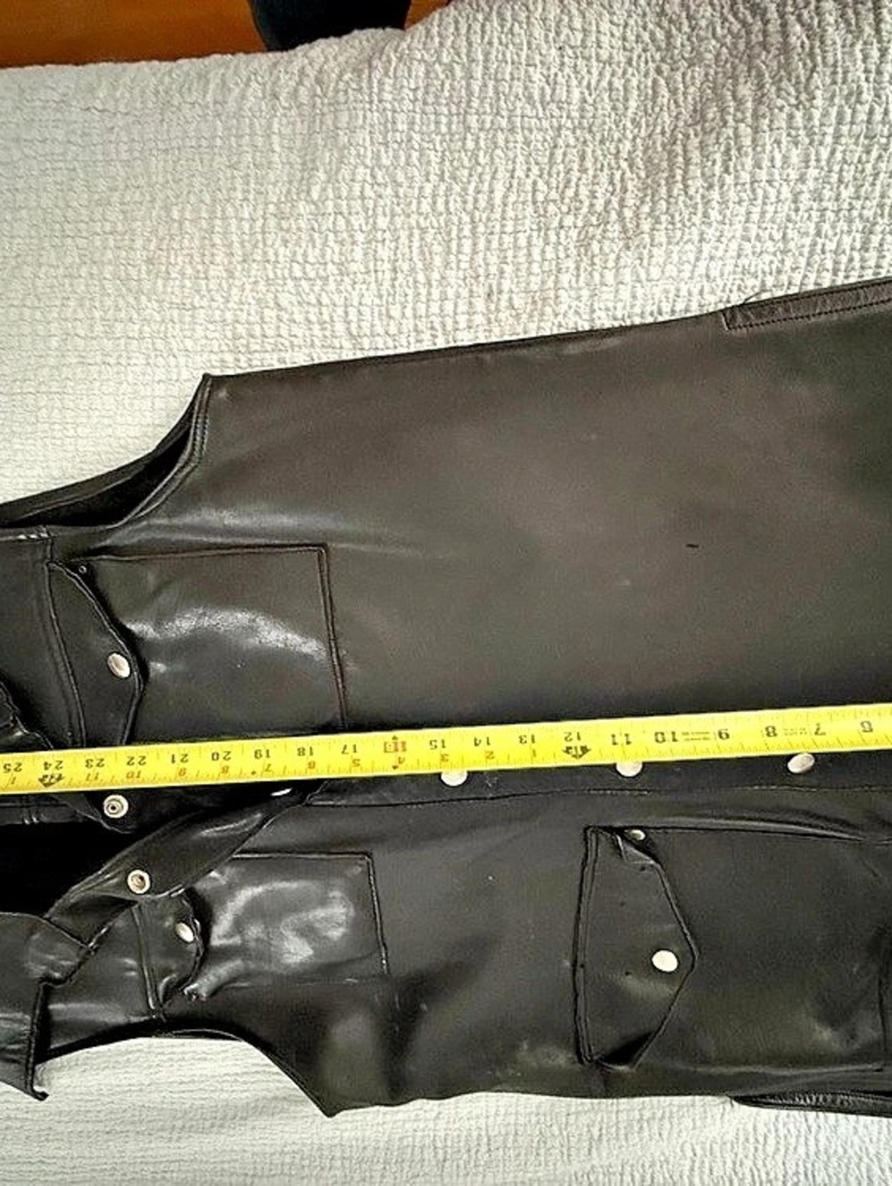 Long, Vintage, Black Leather Vest